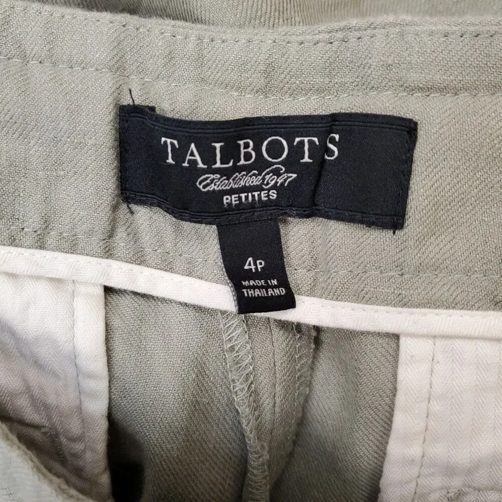 Talbots Pants Womens 4 Petite Linen Wide Leg Drawstring Green Beachy - Picture 6 of 13